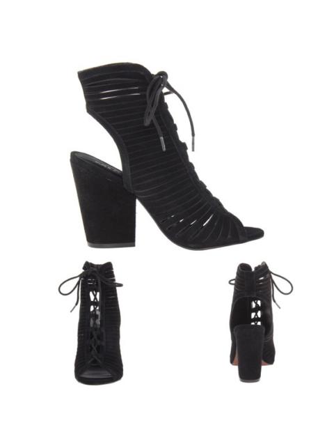 Other Designers Mia Suede Lace-Up Cut-Out Festival Booties