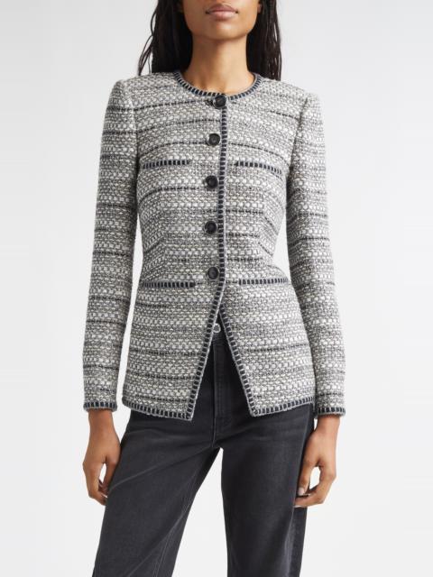 VERONICA BEARD Veronica Beard Alessia Metallic Tweed Cutaway Jacket in Silver at Nordstrom