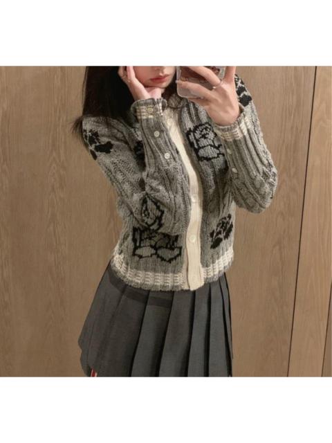 Thom Browne Thom Browne gray knitted cardigan jacket