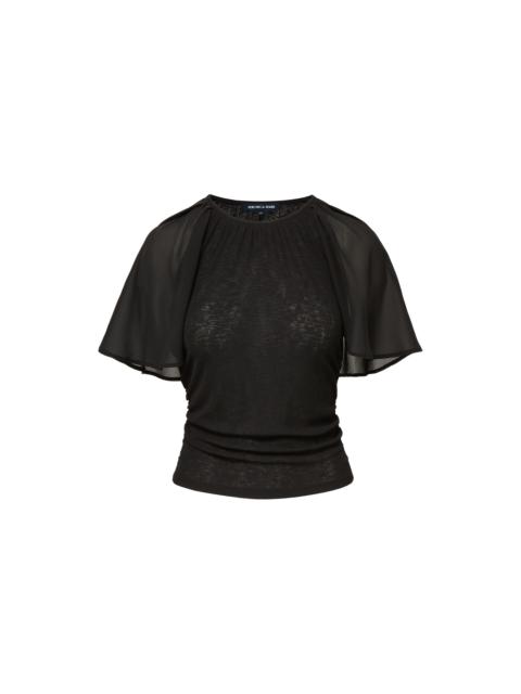 VERONICA BEARD ARISA CHIFFON-SLEEVE BLOUSE
