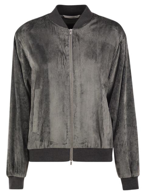 PESERICO Peserico Women Stretch Corded Velvet Bomber Jacket With Silk Details