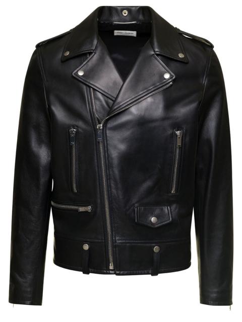 SAINT LAURENT Saint Laurent Men Biker Jacket With Zipped Pockets In Smooth Leather