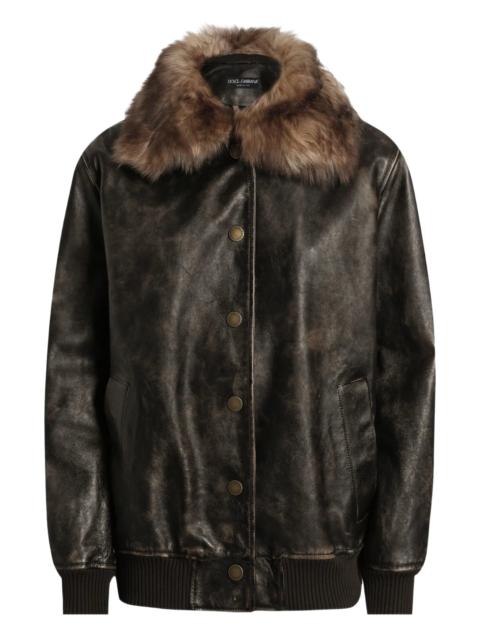 Dolce & Gabbana leather bomber jacket