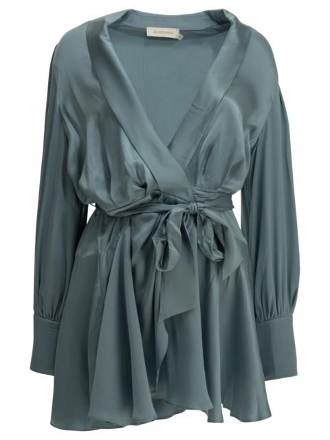 Zimmermann Zimmermann Short Wrap Dress Light Blue