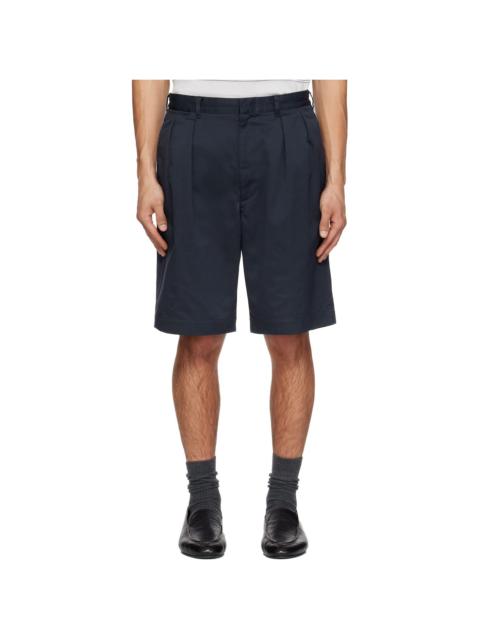 Nanamica Navy Double Pleated Chino Shorts