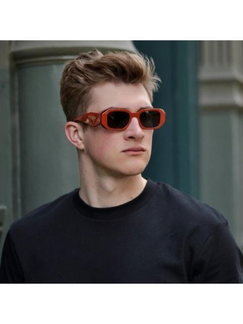 Prada SALE! NEW Prada PR17WS 12N5S0 Orange Black Dark Grey Rectangle Unisex Sunglasses