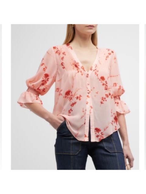 Other Designers cinq a sept - New! Cinq a‎ Sept Jennings Floral Pintuck Button-Front Top Sz Small $345