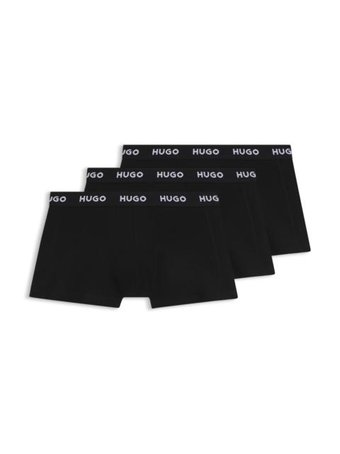 HUGO THREE-PACK OF STRETCH-COTTON TRUNKS WITH LOGO WAISTBANDS