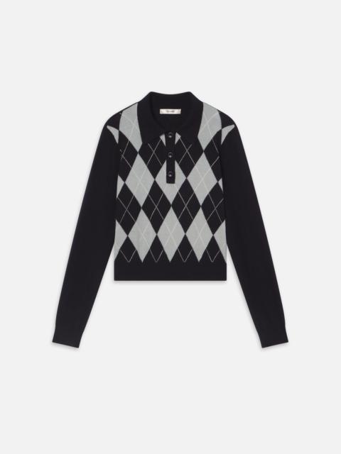 FRAME The Argyle Polo in Grey Multi