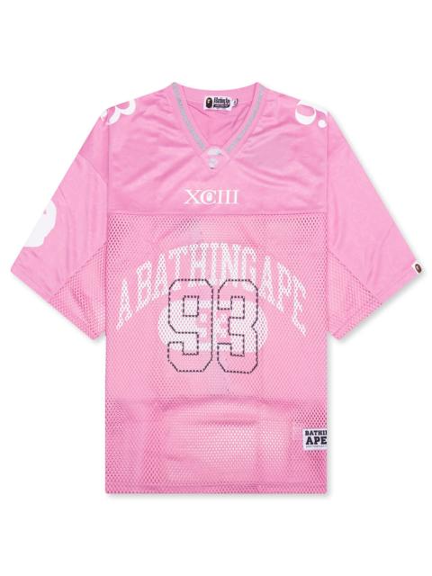 A BATHING APE® LINE CAMO MULTI LOGO RELAXED FIT FOOTBALL JERSEY - PINK
