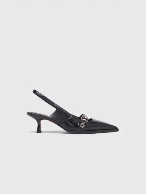 maje Leather pumps with eyelet strap