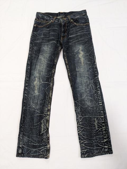 Other Designers Distressed Denim - Unbrand Crazy Faded Pattern Washed Crease Denim Pants