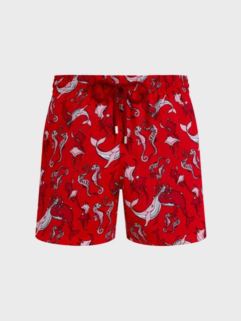 Vilebrequin MEN STRETCH SHORT SWIM SHORTS WHALES LOVE