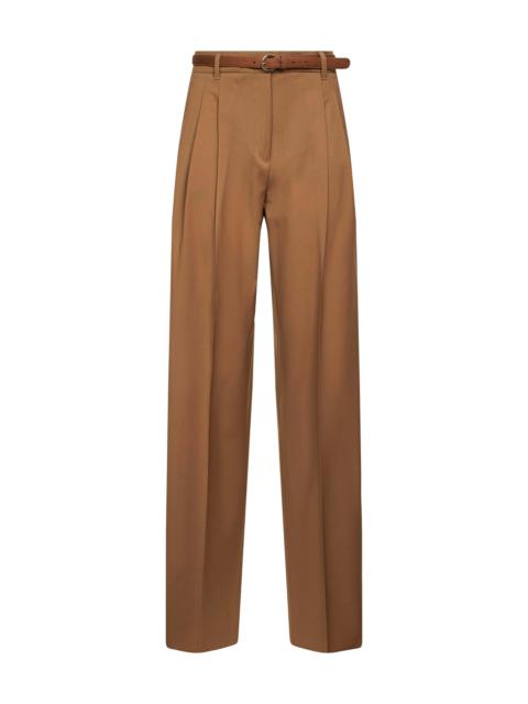 Max Mara Studio Max Mara Studio Women Camel Stretch Wool Canvas Mstbacio Fluid Trousers