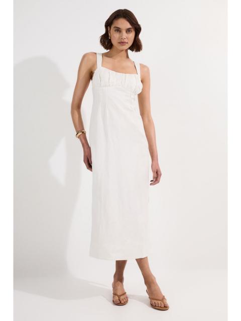 KAREN MILLEN Viscose Linen Ruched Detail Strappy Woven Midi Dress