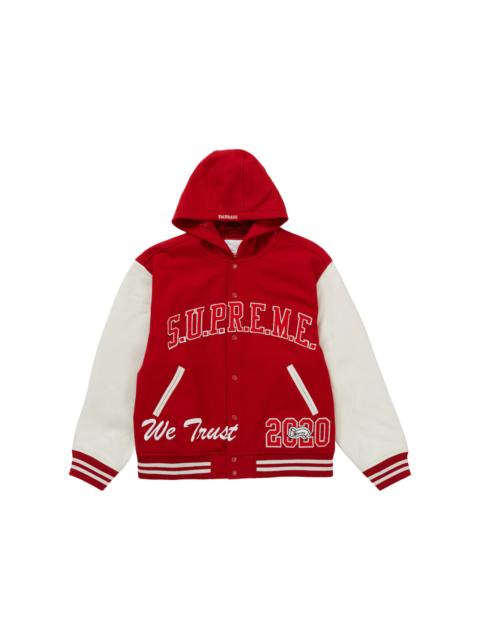 Supreme Supreme King Hooded Varsity Jacket Red