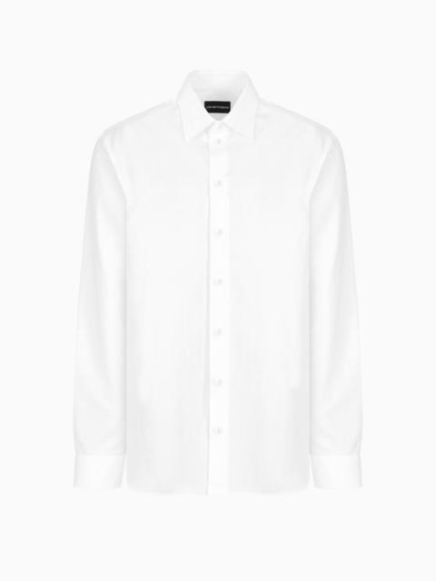 EMPORIO ARMANI WAVE MOTIF JACQUARD COTTON SHIRT