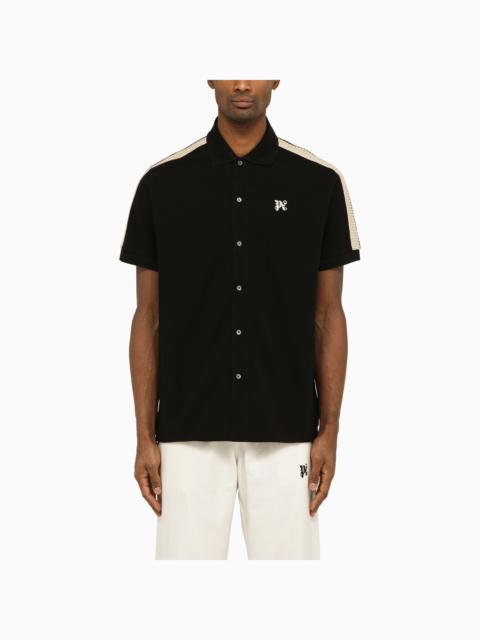 Palm Angels Black Short Sleeved Polo Shirt With Monogram