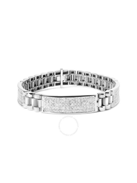 Other Designers Haus of Brilliance 14K White Gold 12.0 Cttw Men's Invisible Set Princess Diamond Tennis Bracelet (G-