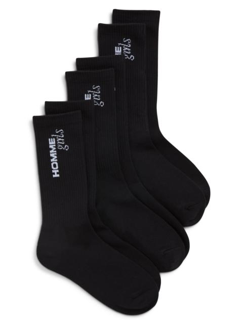HommeGirls® Hommegirls 3-Pack Logo Crew Socks in Black at Nordstrom