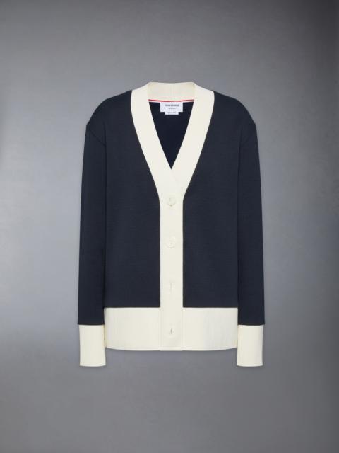 Thom Browne SOLID DOUBLE FACE KNIT OVERSIZED CARDIGAN