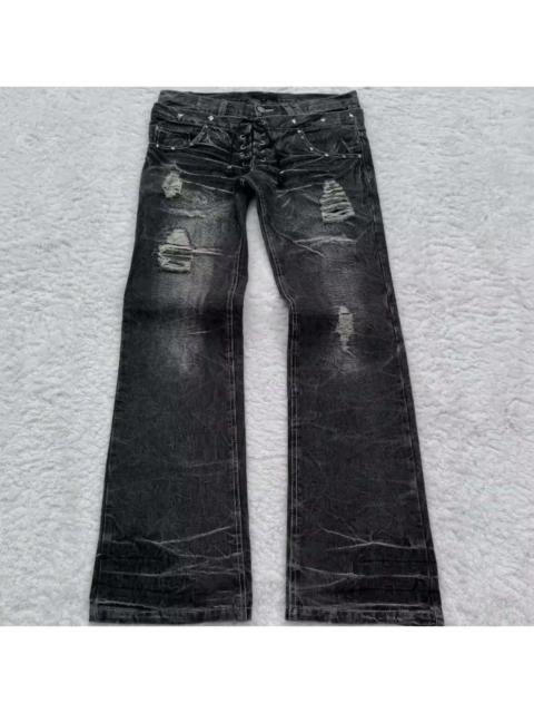 Other Designers Japanese Brand - Y2K Washed Flared Double Waisted Lace Up Jean