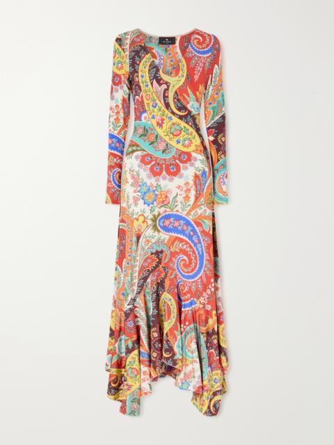 Etro Ruffled Paisley-print Jersey Maxi Dress