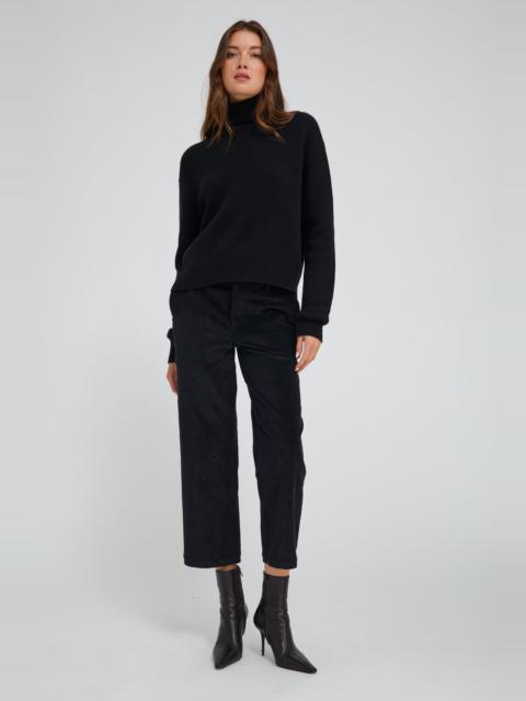 SPRWMN BLACK CORDUROY CROPPED TROUSERS