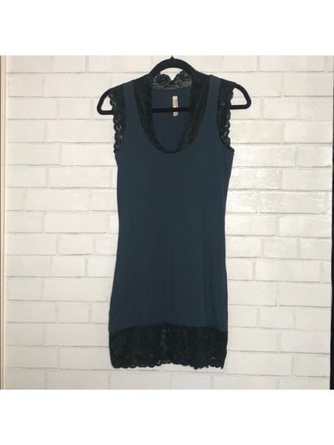 Other Designers Free People Teal Lace Slip Mini Dress