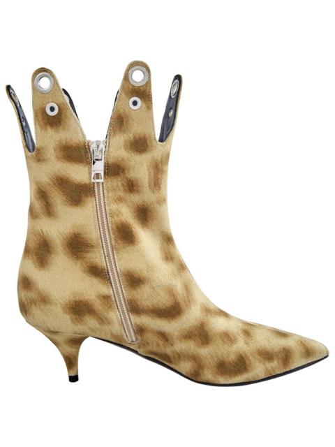 Burberry Burberry Jermaine Leopard Print Eyelet Detail Ankle Boots