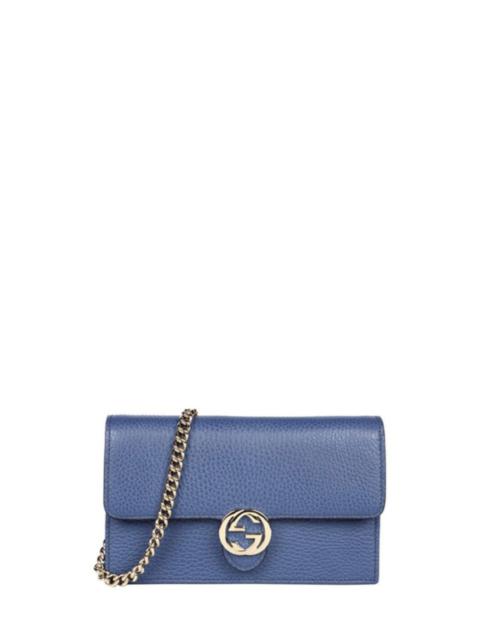GUCCI Interlocking shoulder bag GG small blue leather