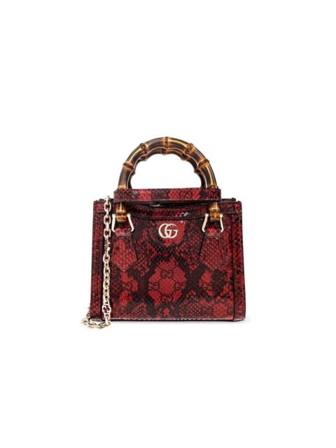 GUCCI GUCCI Diana Mini Red Embossed Leather Top Handle Bag New & A