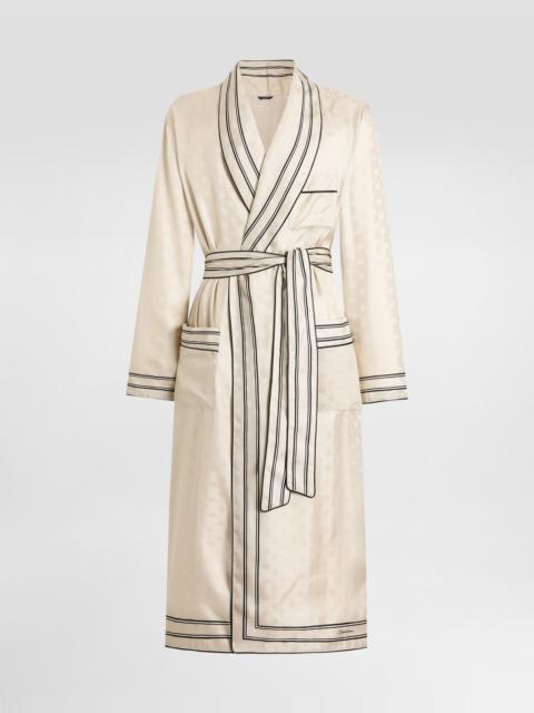 Dolce & Gabbana Logo and stripe-print twill robe