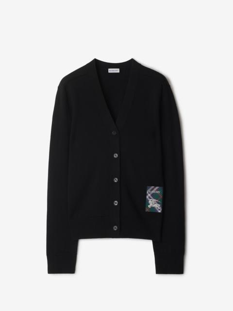 Burberry Check Label Wool Cardigan