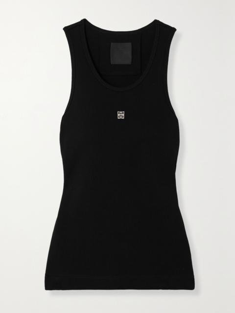 Givenchy Embellished ribbed stretch-cotton tank Black