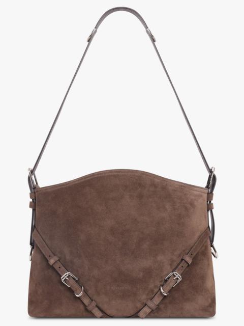 Givenchy VOYOU MEDIUM SUEDE SHOULDER BAG | EBONY BROWN