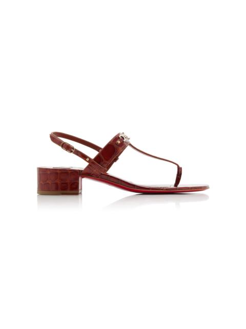 Christian Louboutin MJ Thong 25mm Croc-Embossed Leather Sandals brown