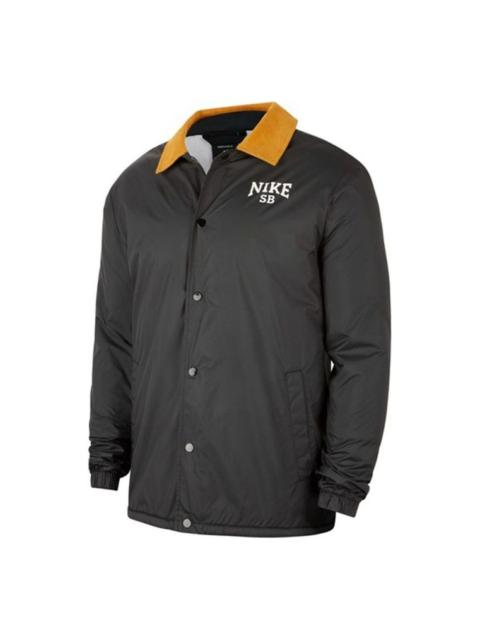 Nike Nike SB logo Printing Fleece Lined Stay Warm corduroy Colorblock Skateboard Jacket Black CK5447-010