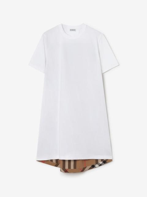 Burberry Check Panel Cotton T-shirt Dress