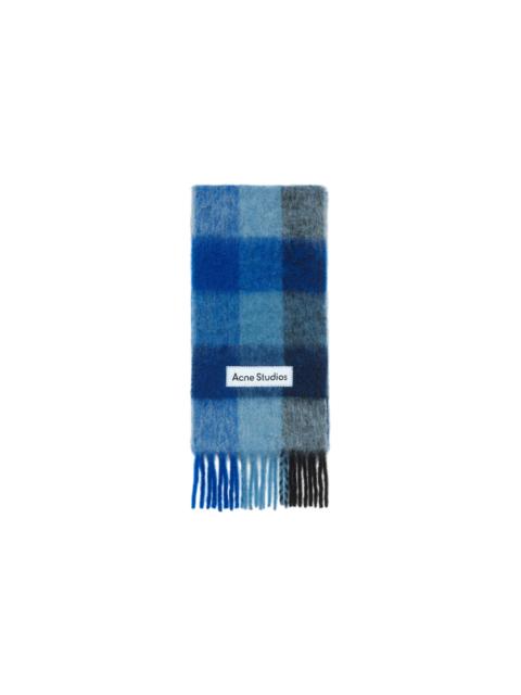 Acne Studios MOHAIR CHECKED SCARF (DARK NAVY/BLACK/BLUE)