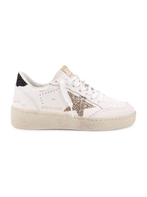 Golden Goose Ballstar 2 Leather Upper And Spur Glitter Star And Heel