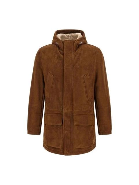 Brunello Cucinelli BRUNELLO CUCINELLI Brown Suede Parka New & Authentic (Men's