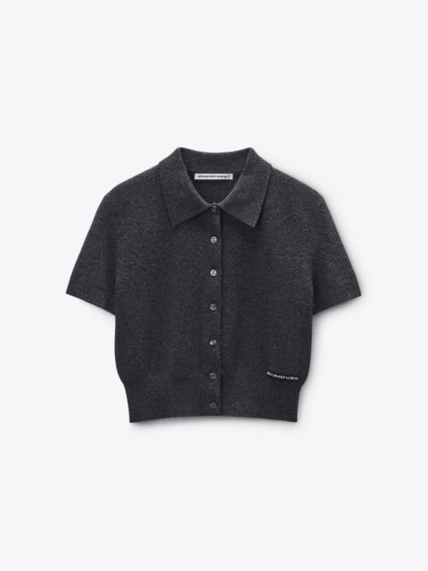 Alexander Wang Charcoal Wool Short Sleeve Polo Cardigan