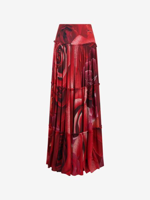 Roberto Cavalli Extra-Long Skirt With Garden Rose Print