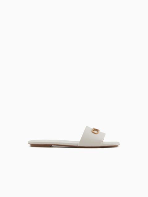 EMPORIO ARMANI NAPPA-LEATHER SANDALS WITH EAGLE PLATE