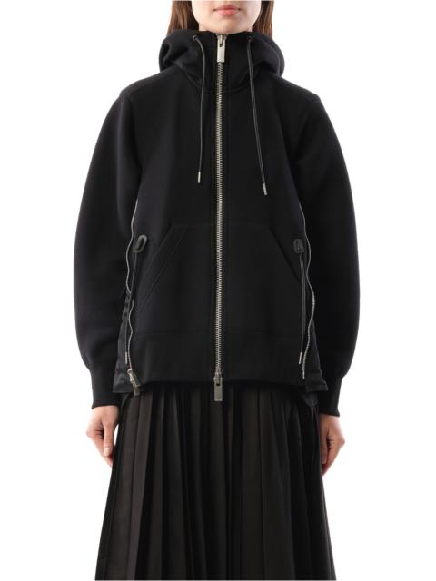 sacai Sponge Sweat x Nylon Twill Hoodie in Black