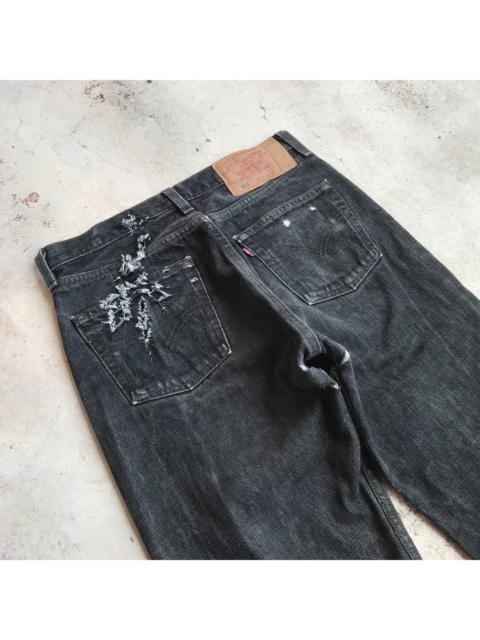 Levi's Vintage Levis 501 90s tiger-claw ripped distressed levis faded black emotional jean waist 29x31 inch