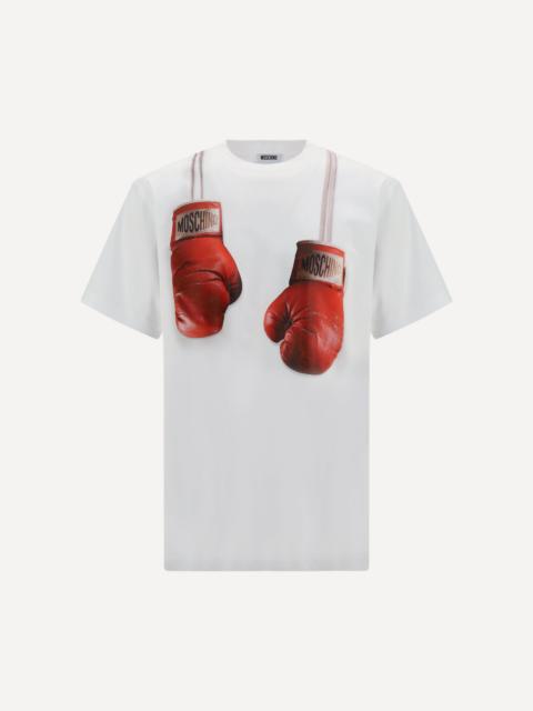 Moschino Organic cotton jersey T-shirt with boxing gloves trompe-l’œil print