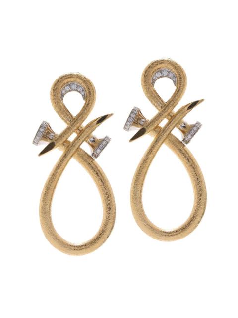 DAVID WEBB Diamond Hammered Triple Infinity Earrings