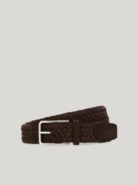 Canali DARK BROWN BRAIDED SUEDE BELT